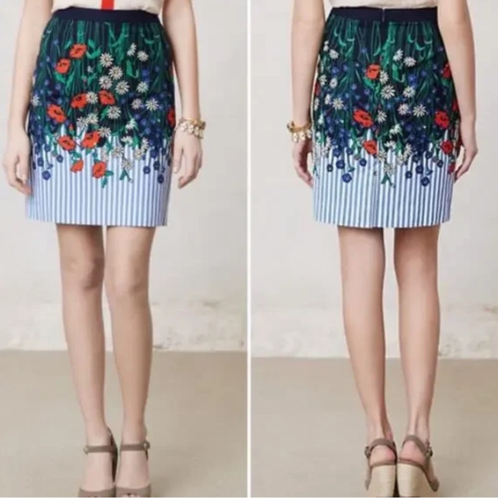 Anthropologie Postmark Lush Vertical Garden Skirt - Picture 3 of 8
